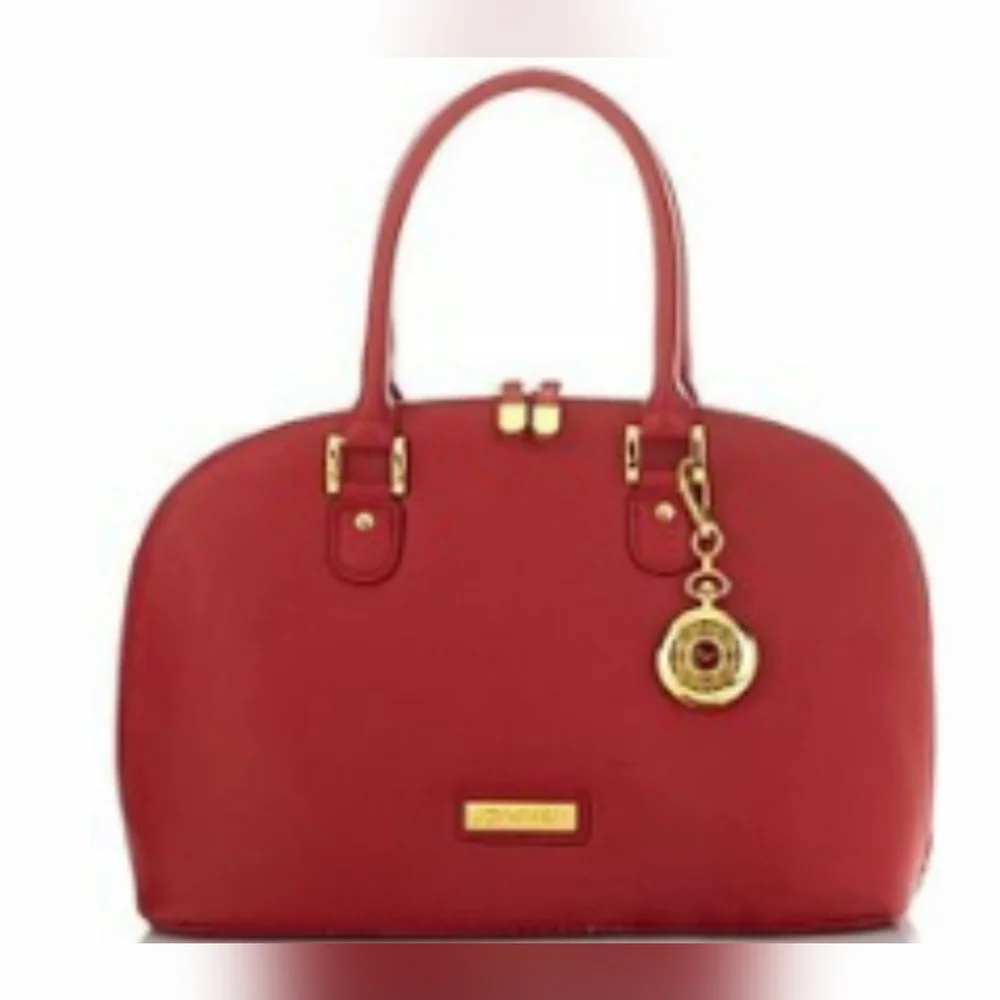 Joy & Iman 22-Section Luxe Genuine Leather Handbag w/ Watch Jet Black